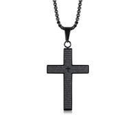 FUTPLOR Bible Cross Necklace Touchable Bible Text Pendant Cross Bible Verse Jewelry Lord's Prayer Pendant 3D Relief Text Crucifix Stainless Steel Religious Christian Faith Gifts for Men Women