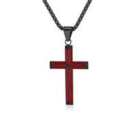 FUTPLOR Cross Necklace for Men, Silver Gold Black Stainless Steel Cross Enamel Craft Minimalist Faith Cross Jewelry Mens Cross Pendant 24 Inch Adjustable Box Chain Unisex Cross Jewelry, M, Stainless