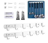 FutrLiv 2-Pack Stainless Steel Wall Hooks, 6 Hooks, Heavy Duty Coat Rack for Kitchen, Bathroom, Bedroom, Entryway - Space-Saving, Rust-Resistant, Easy to Install (Screw & No Drill)