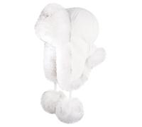 Futrzane Aviator Hat - Winter Trapper Hats for Women - Warm Russian Bomber Hat (S, White - White with Black Siberian)