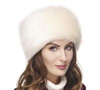 Futrzane Classic Cossack Hat - Faux Fur Hats for Women - Warm Furry Russian Hat (M, Ecru Classic)