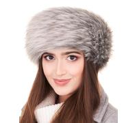 Futrzane Classic Headband - Faux Fur Headbands for Women - Furry Band for Winter - Size L (Ash Classic)