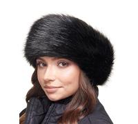 Futrzane Classic Headband - Faux Fur Headbands for Women - Furry Band for Winter - Size L (Black Classic)