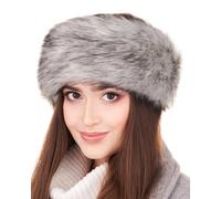 Futrzane Classic Headband - Faux Fur Headbands for Women - Furry Band for Winter - Size XS (Silver Classic)