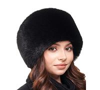 Futrzane Modern Cossack Hat - Ladies Faux Fur Hats - Soft Winter Hat for Women (M, Black Long Modern)