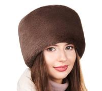 Futrzane Modern Cossack Hat - Ladies Faux Fur Hats - Soft Winter Hat for Women (M, Brown Modern)