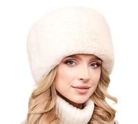 Futrzane Modern Cossack Hat - Ladies Faux Fur Hats - Soft Winter Hat for Women (M, Ecru Long Modern)