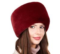 Futrzane Modern Cossack Hat - Ladies Faux Fur Hats - Soft Winter Hat for Women (M, Maroon Modern)