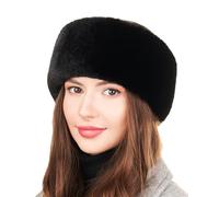 Futrzane Modern Headband - Ladies Winter Fur Headbands - Soft Russian Ear Warmer - Size XS (Black Modern)