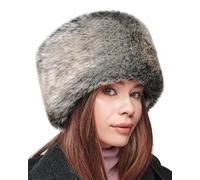 Futrzane Siberian Cossack Hat - Russian Fur Hats for Women - Fluffy Winter Hat (L, Grey Siberian)