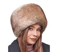 Futrzane Siberian Cossack Hat - Russian Fur Hats for Women - Fluffy Winter Hat (S, Beige Siberian)