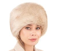 Futrzane Siberian Cossack Hat - Russian Fur Hats for Women - Fluffy Winter Hat (S, Gold Siberian)