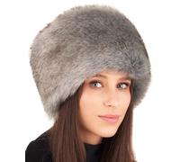 Futrzane Siberian Cossack Hat - Russian Fur Hats for Women - Fluffy Winter Hat (S, Silver Siberian)