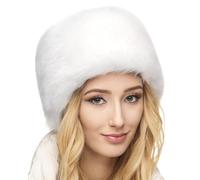 Futrzane Siberian Cossack Hat - Russian Fur Hats for Women - Fluffy Winter Hat (S, White Siberian)