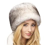 Futrzane Siberian Cossack Hat - Russian Fur Hats for Women - Fluffy Winter Hat (S, White with Black Siberian)