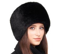 Futrzane Siberian Cossack Hat - Russian Fur Hats for Women - Fluffy Winter Hat (XL, Black Siberian)
