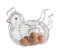 Wrought Iron Egg Basket, Chicken Shaped Egg Basket with Chrome Plated Finish, Wire, Modern Stainless Steel Wire Design Egg Dispenser Kitchen Living Room Supplies (34 x 26 x 24 cm)