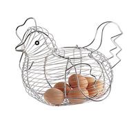 Futtest Chicken Shaped Egg Basket, Chrome Plated Wire, Modern Stainless Steel Wire Design, Kitchen Living Room Supplie,34 x 26 x 24 cm