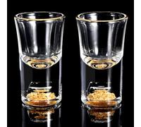 Futtumy 0.6 OZ Funny Shot Glasses, 24k Gold Leaf Flakes Shot Glasses Set, Tequila Shot Glass for Adults Men Women Mom Dad Friends, Cool Shot Glass for Party Birthday Christmas Graduate(2 PCS, Glass)