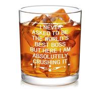 Futtumy 10 Oz The World's Best Boss Whiskey Glass, Boss Day Gifts for Him, Men, Bosses Day, Christmas, Birthday