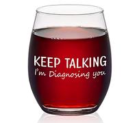 Futtumy 15Oz Stemless Wine Glass - Keep Talking I'm Diagnosing You Wine Glass - Funny Christmas Birthday Gifts, Ideal Gifts for Psychiatrist Psychologist Social Worker Counselor Therapist Doctor
