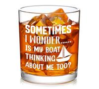 Futtumy Boating Gifts for Men, Sometimes I Wonder Is My Boat Is Thinking About Me Too Whiskey Glass, Boat Gifts for Boat Owners Men Him Husband Dad Father, Boat Lovers Gift for Christmas Birthday
