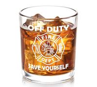 Futtumy Firefighter Gifts For Men, Off Duty Save Yourself Fire Dept Whiskey Glass, Fireman Gifts for Men, Funny Gift for Fire Fighter Firefighter Fireman for Christmas Retirement Appreciation