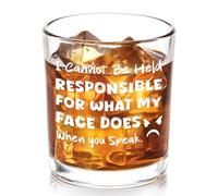 Futtumy Funny Whiskey Glass for Men, I Cannot Be Held Responsible For What My Face Does When You Speak Whiskey Glass, Funny Gifts for Coworker Men Friend, Sarcastic Gag Birthday Christmas Gifts, 10oz