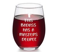 Futtumy Graduation Gifts, This Badass Has a Masters Degree Stemless Wine Glass for Her Women Sister Friends Graduates School Students Graduation Party, Masters Degree Graduation Gifts for Her, 17Oz