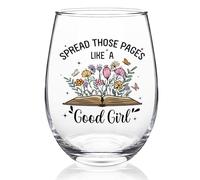 Futtumy Spread Those Pages Like A Good Girl Wine Glasses 17oz, Book Lovers Gifts for Women, Christmas Gifts for Book Lovers Women Readers, Funny Reading Accessories Librarian Bookish