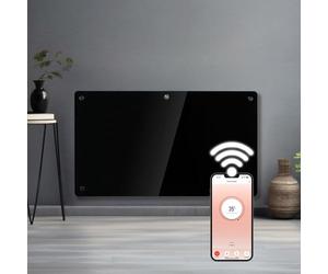 Futura 1000W Black Glass WiFi Smart App Control Electric Radiator Heaters for Home, Bathroom Safe Electric Heater Setback Timer Lot 20 & Advanced Thermostat Control Wall Mounted or Floor Standing