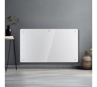 Futura 1500W White Glass Electric Radiator Heaters for Home, Bathroom Safe Electric Heater Setback Timer Lot 20 & Advanced Thermostat Control Wall Mounted or Floor Standing Low Energy Panel Heater