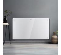 Futura 1500W White Glass Electric Panel Radiator Heater, Bathroom Safe Setback Timer & Thermostat Lot 20 Wall Mounted or Floor Standing Futura White