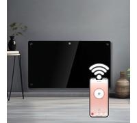 Futura 1000W Black Glass WiFi Smart App Control Electric Radiator Heaters for Home, Bathroom Safe Electric Heater Setback Timer Lot 20 & Advanced Thermostat Control Wall Mounted or Floor Standing