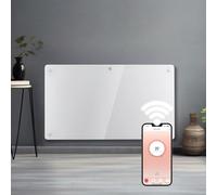 Futura 1500W White Glass WiFi Smart App Control Electric Radiator Heaters for Home, Bathroom Safe Electric Heater Setback Timer Lot 20 & Advanced Thermostat Control Wall Mounted or Floor Standing