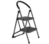 Futura 2 Step Ladder Premium Grey, Heavy-Duty Steel Folding Home Diy Step Stool Wide Non-Slip Steps & 150Kg Capacity