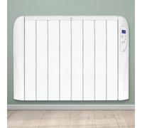 Futura 2000W Wall Mounted Electric Panel Heater, 24/7 Timer, White | 2000W wall heater with 23m² coverage, 10-35°C thermostat, 3 heat modes, 24/7 timer, open-window detection and IP24 rating.