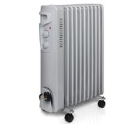 Futura 2500W Oil Filled Radiator, 11 Fin Portable Electric Heater | 11-fin radiator with 3 heat settings, thermostat, 25m² coverage, castor wheels, tip-over switch and overheat protection.