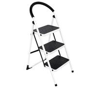 Futura 3 Step Ladder Premium Grey, Heavy-Duty Steel Folding Home Diy Step Stool Wide Non-Slip Steps & 150Kg Capacity