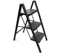 Futura Compact 3 Step Ladder, Folding Step Stool, 150kg Capacity, Black
