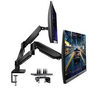Futura Dual Monitor Arm Desk Mount, Gas Spring Adjustable Stand for 13-32 Inch Screens, VESA 75x75 & 100x100mm, Holds Up to 9kg Each Arm, Full Motion Tilt Swivel Rotation, Clamp & Grommet Mount