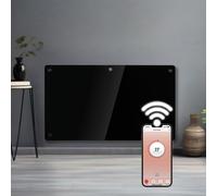Futura Electric 1500W WIFI Glass Radiator Panel Heater Black Wall Mounted or Floor Standing Bathroom Safe, Timer and Thermostat