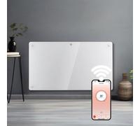 Futura Electric 1500W Wifi Glass Radiator Panel Heater White Wall Mounted Or Floor Standing Bathroom Safe Timer And Thermostat