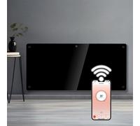 Futura Electric 2000W Wifi Glass Radiator Panel Heater Black Wall Mounted Or Floor Standing Bathroom Safe, Timer And Thermostat