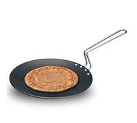 HAWKINS Futura Hard Anodised Concave Tava Griddle, 10-Inch, 4.88 with Steel Handle, 26 cm, Black