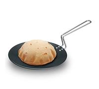 Futura Hard Anodised Concave Tava Griddle, 10-Inch, 6.35mm with Steel Handle