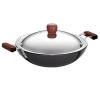 Futura Hard Anodised Deep-Fry Pan(Kadhai) 3-3/4 Litre with Steel Lid and Flat Bottom