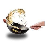 Futura Hawkins IQ-73 Nonstick Wok Stir Fry/Deep Fry Pan with 2 Stay Cool Rosewood Handles, 11.5", Black