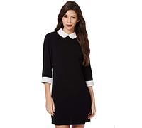 Futura London Womens 3/4* Sleeve Monochrome* Black Skater Casual Block Shift Peter Pan Collar Dress (12)