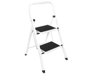 Futura Slimline 2 Step Ladder, Folding Step Stool, 150kg Capacity, White